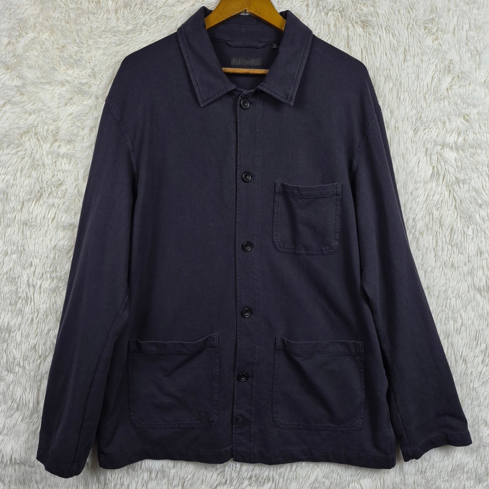 Uniqlo U Lemaire Mens XL Navy Blue Cotton Jersey Chore Jacket Utility